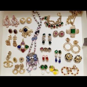 Chanel vintage earrings necklace belt collection
